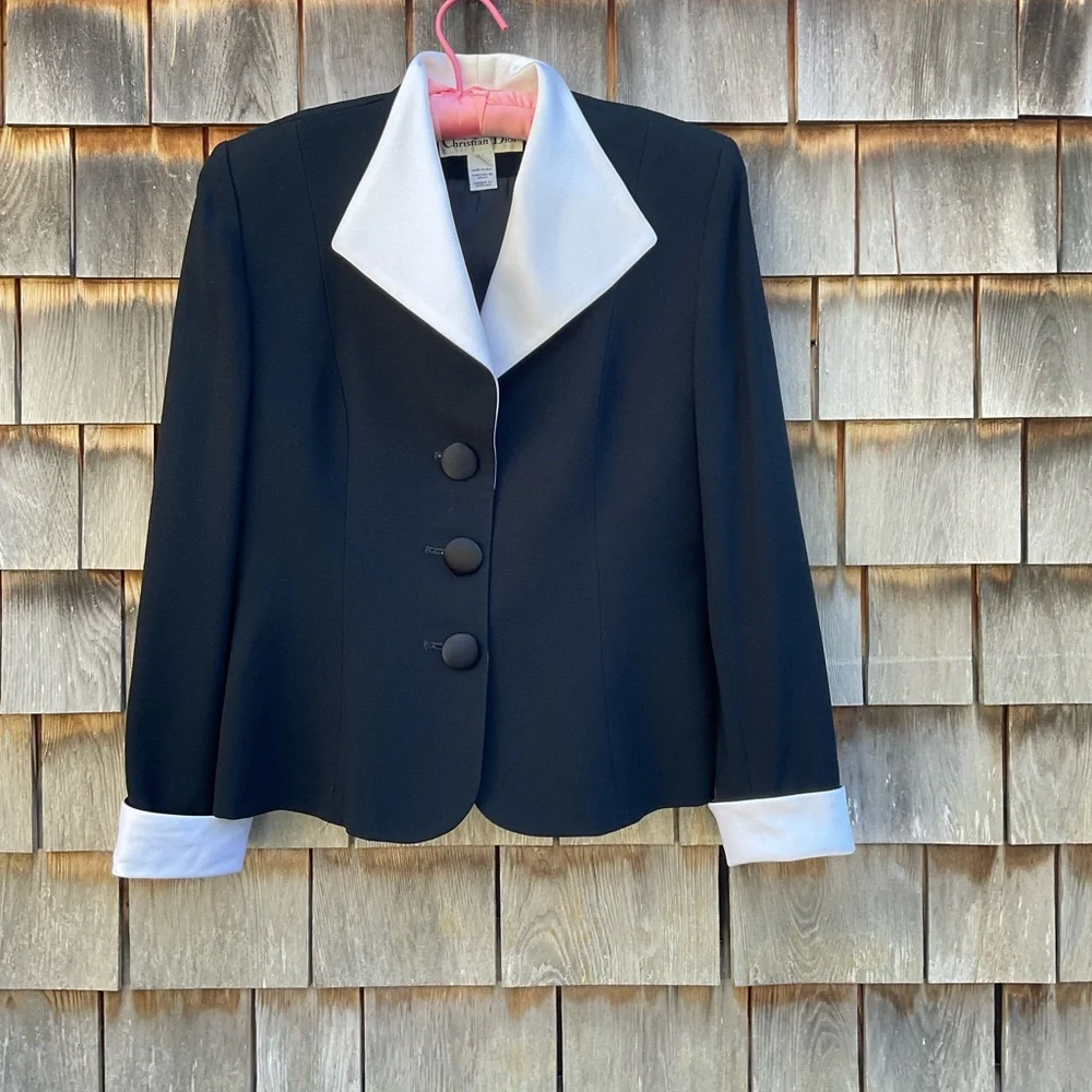 Dior Black and White Blazer with Bold Collar